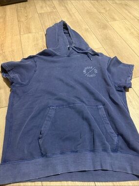 American Eagle Outfitters Navy Blue Short-Sleeve Hoodie